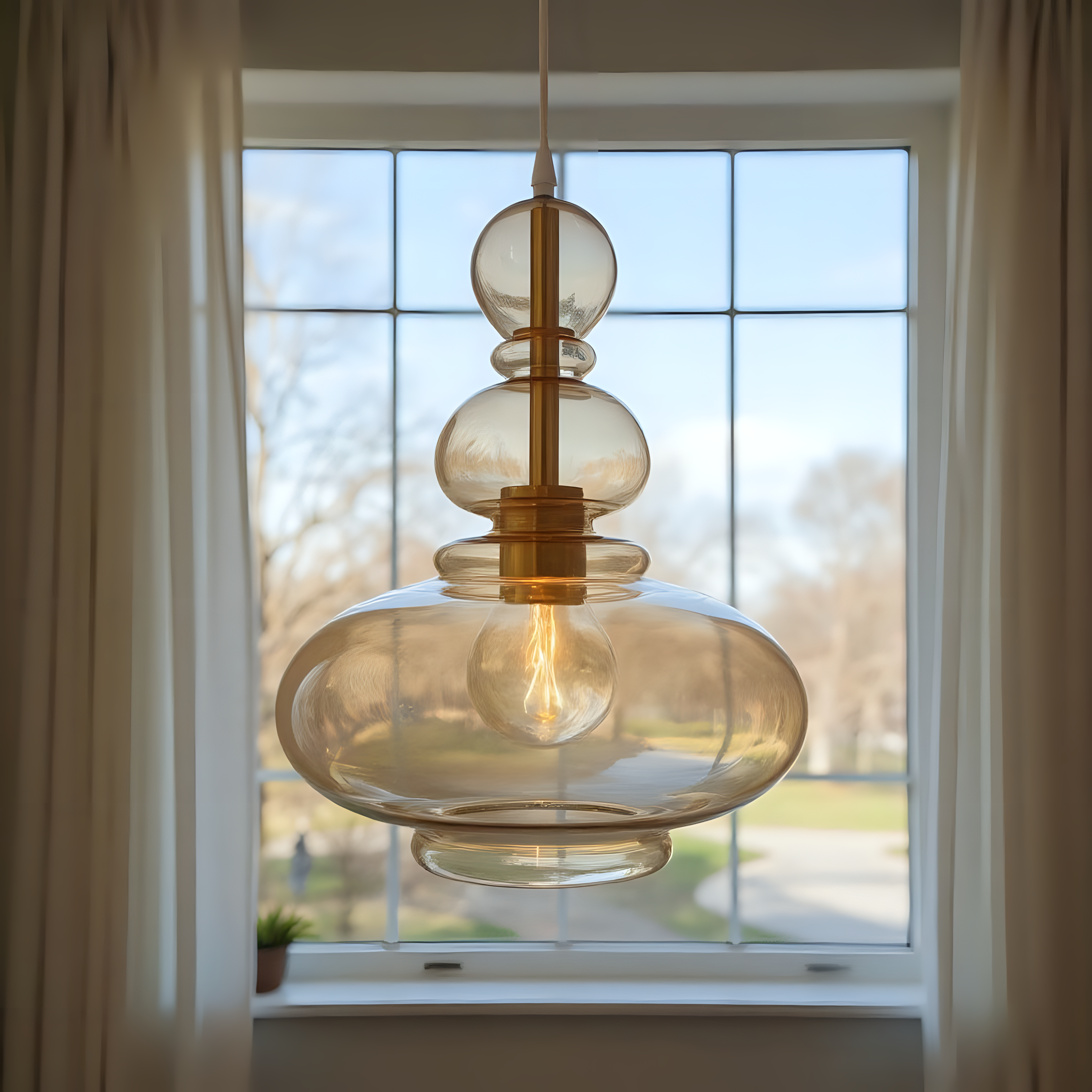 Amber Glass Pendant Light